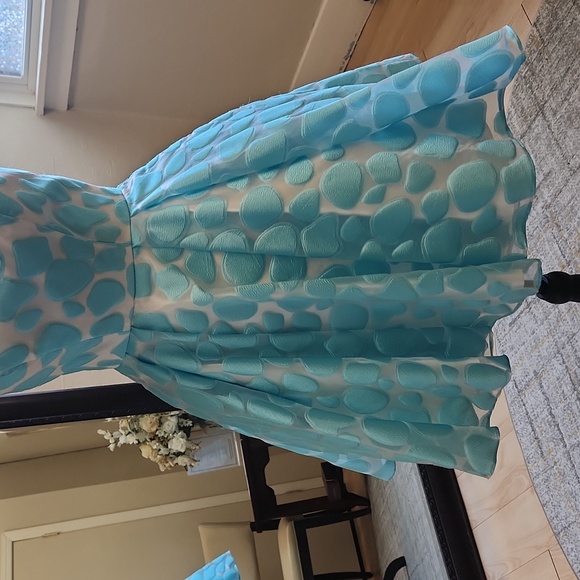 Size 2 aqua & white prom/pageant/evening gown by Sherri Hill - Picture 4 of 6